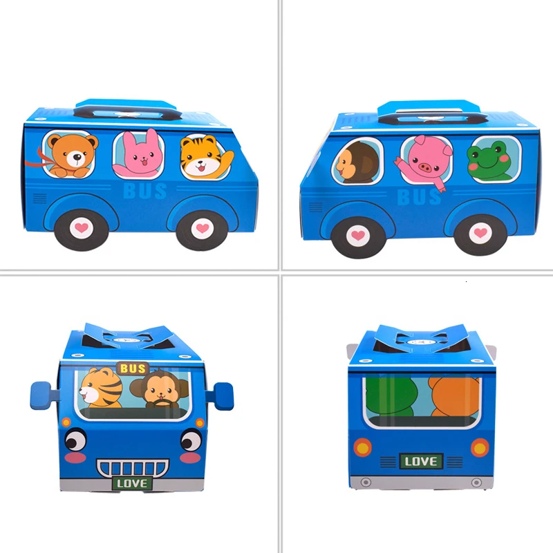 Bus Shape Box Cartoon Animals Candy Cookies Snack Gift Paper Box Packaging  Cake Box Handle Kids Birthday Party Favors - Buy Bus Shape Box,Favor Box  Prince,Wedding Favor Boxes Chairs Product on 