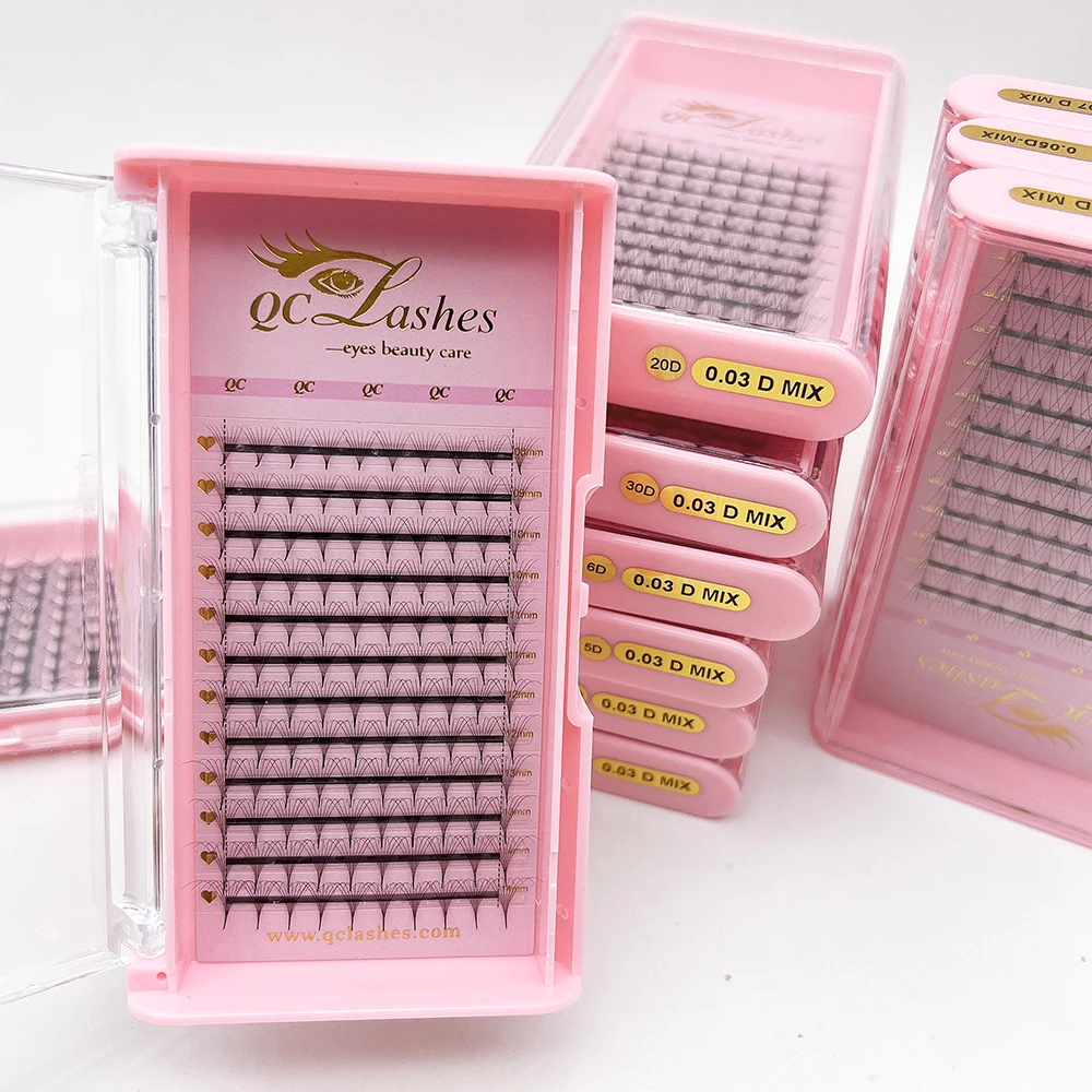 Hot 0.03 Pointy Base Pre-Made Eyelash Extensions Long Short Stem Premade Volume Fans Mink Loose Promade Lash Extension Fans