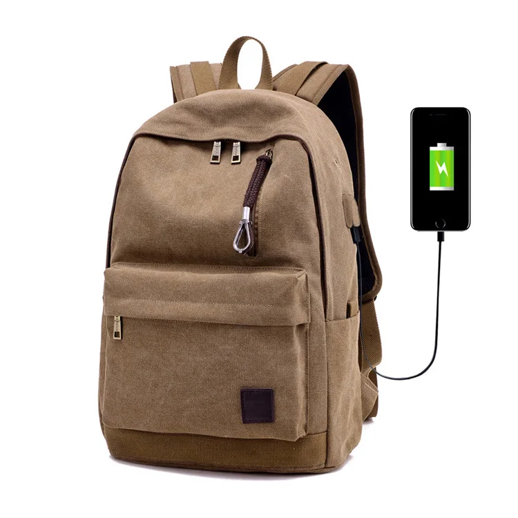 

Hot wholesale Men Women Classical canvas backpack school usb charging port laptop backpack bag