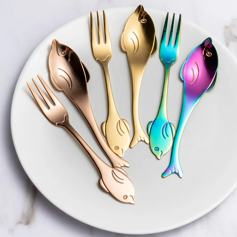 

New Design Shape Small Shovel Coffee Spoon dolphins Spork 304 Stainless Steel for Wedding Favors Laser logo, Silver