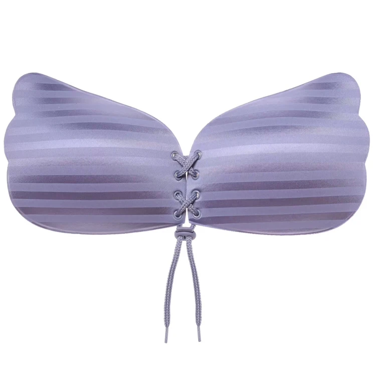 

Silicone Sexy Backless Seamless Push Up Invisible Strapless Bra, Black, skin color, purple