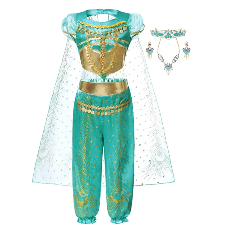 

Halloween Birthday Carninval Costumes Princess Jasmine Dress Role Play Outfit