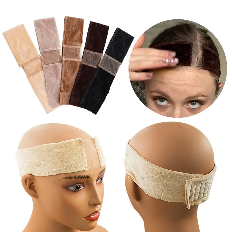 

Wholesale Velvet Head Hair Band Brown Black Beige Coffee Non-slip Adjustable Comfort Lace Wig Secure Grip Headband