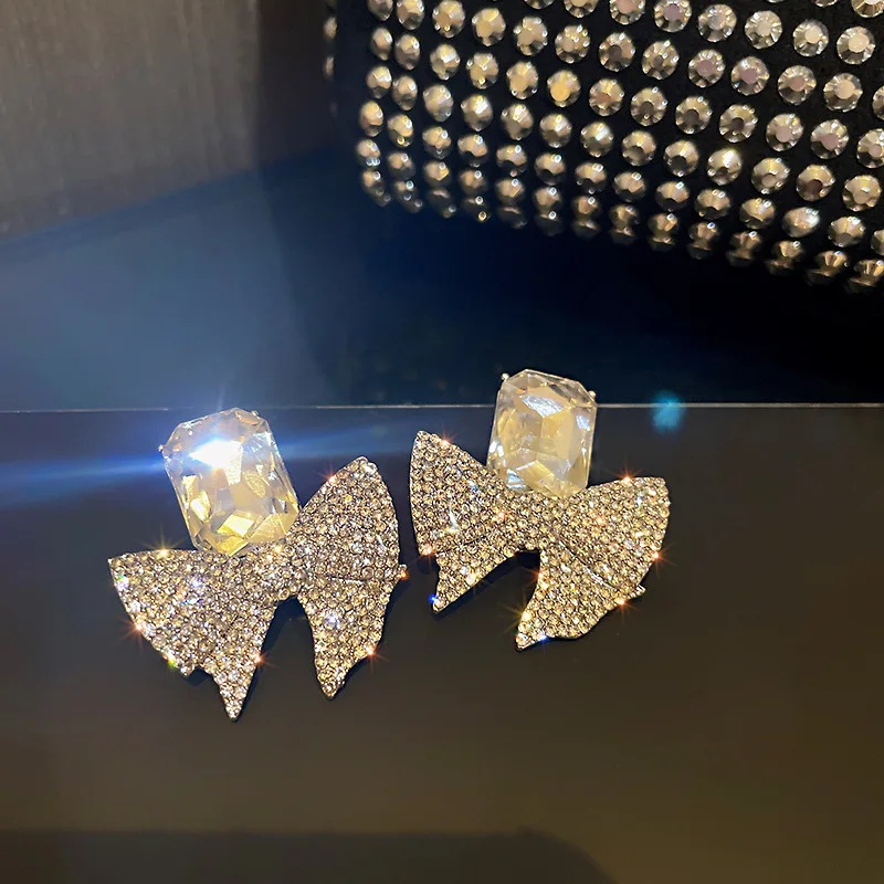 

bowknot diamond crystal new statement earrings