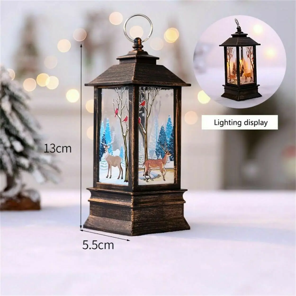 Santa Lantern lighted shops display decor