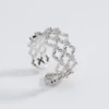New design 2019 fashion wholesale women cubic zircon stones blink rings rhodium plated female geometric shape rings