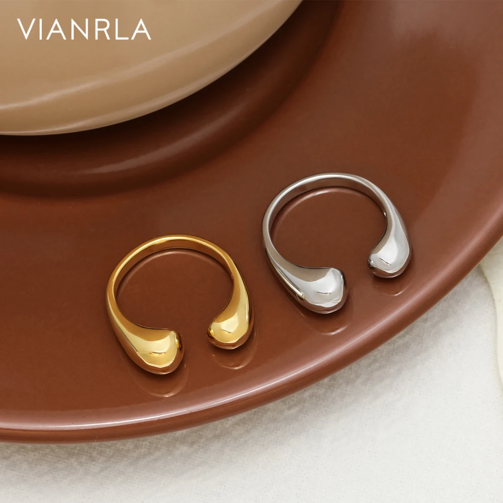 

VIANRLA high polish gold open double ball ring band 925 sterling silver adjustable ring