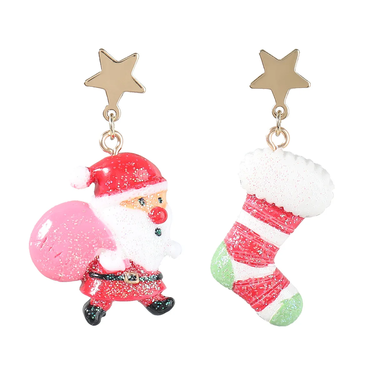 

C&J Christmas Series 2021 18K Gold Plated Cute Resin Santa Claus Christmas Earrings