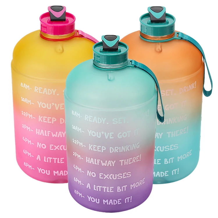 

2020 best sellers 3.78L Large Capacity Water Bottle PETG Plastic remind Time Marker Fitness for Outdoor sport GYM, Customized color