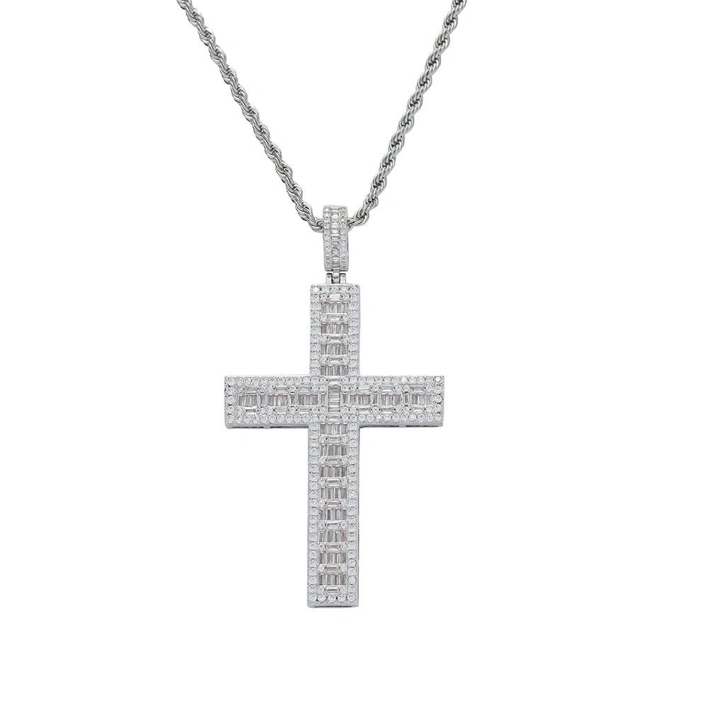 CN452 Brass CZ Pendant  Hip Hop Cross Necklace for Party Gift