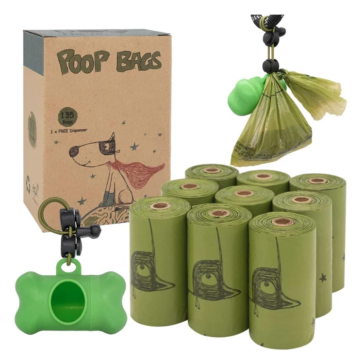 

Custom Cornstarch Based Scented Eco Friendly Compostable Biodegradable Dog Poop Bags With Handle, Black/green or as your reqirement