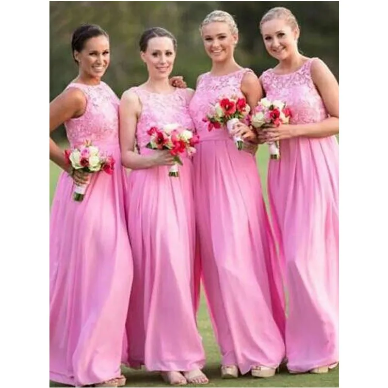 

Pink Front Split Bridesmaid Dresses Lace Appliques African Maid of Honor Gown Black Girls Floor Length Wedding Guest Dress, Same as picture/custom made