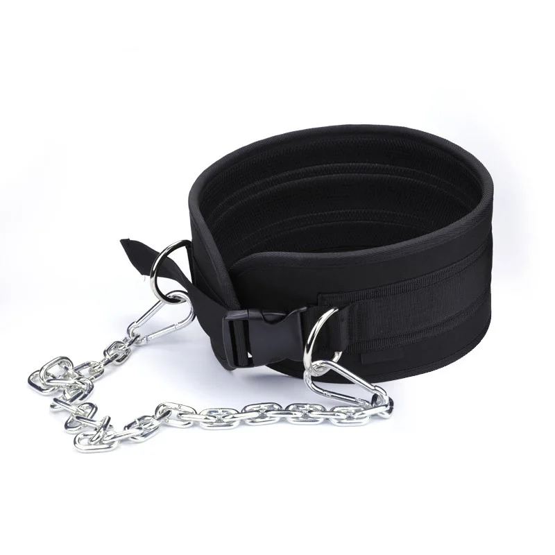 2024 Custom Logo Gym Fitness Exercise Weighted Belt Cowhide Breathable Weightlifting Dipping Steel Chain Nylon Deep Pull Belt