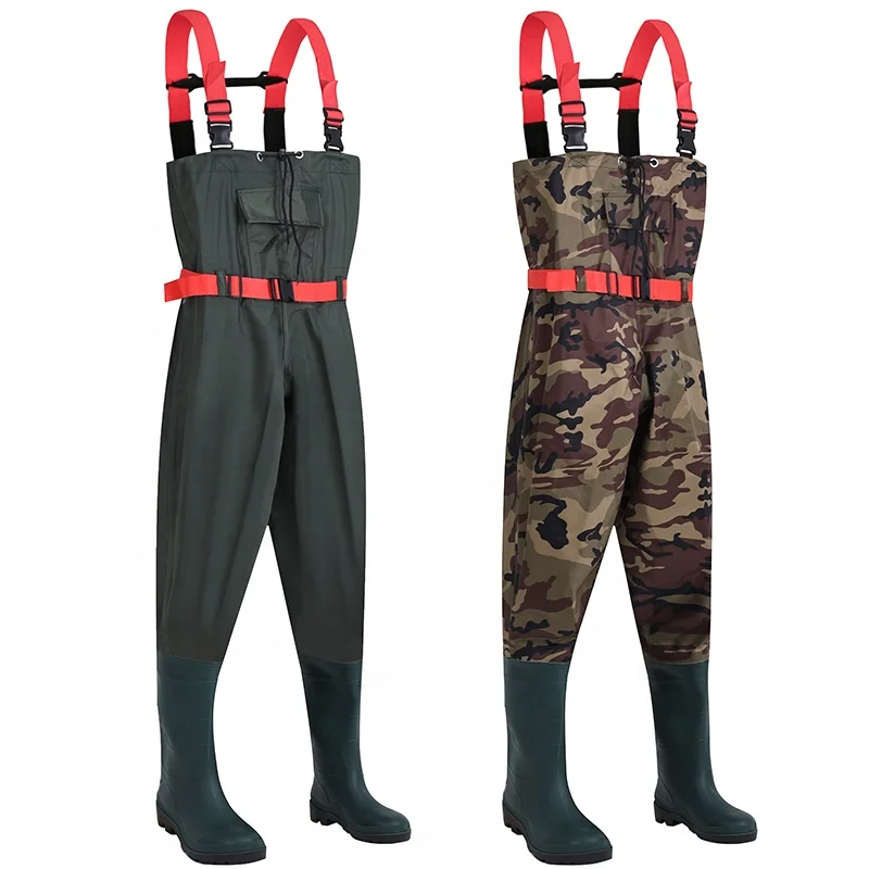

Chest Waders,Fishing Boots Waders Hunting Bootfoot with Wading Belt Waterproof Boots Breathable Nylon and PVC Wading Boots, Green