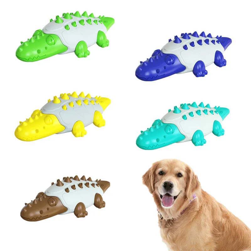 

Amazon Best Selling Product Original Factory Natural Rubber TPR Alligator Teeth Cleaning Tough Chewing Dog Balls Toys, 5 colors