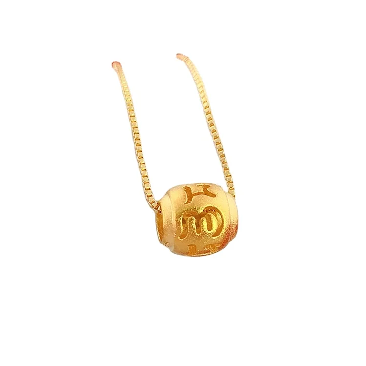 

HD0258 Gold Plated Necklace 24K Gold Transfer Beads Six-Character Mantra Hexagonal Barrel Bead Passepartout Jewelry Women