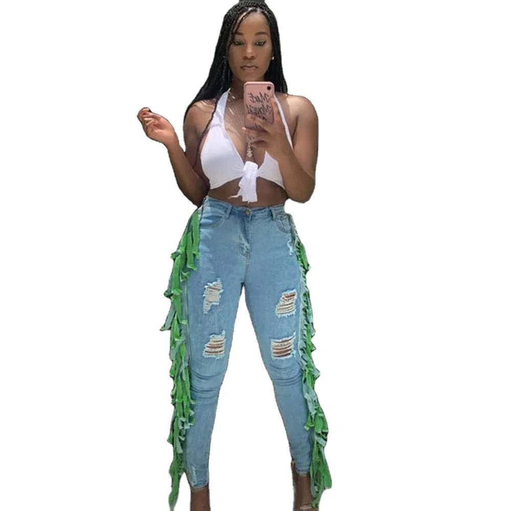 

2020 New Arrivals high quality Ladies Tassel Fashioh women denim jeans