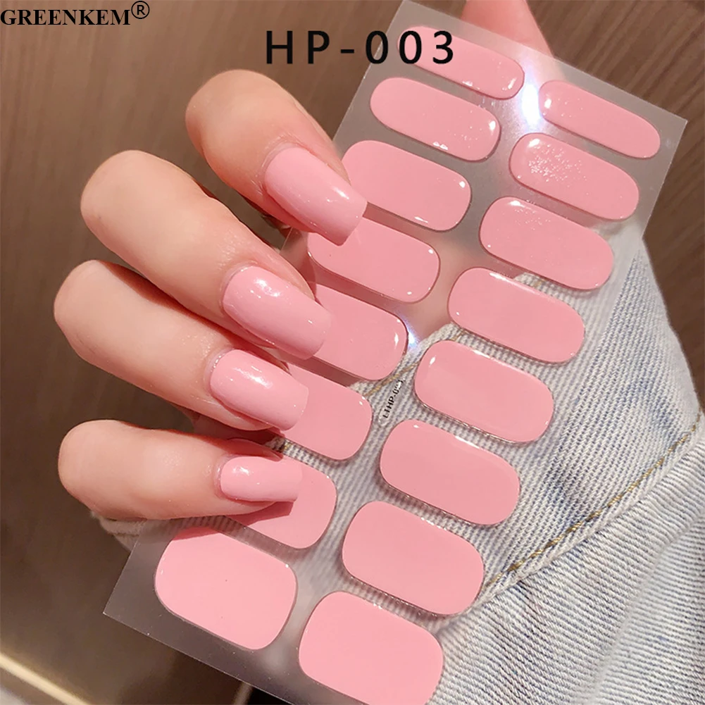 

New Colorful Gel Nail Art Sticker 16 Fingers Semi-cured Nail Wraps UV Nail Gel Sticker