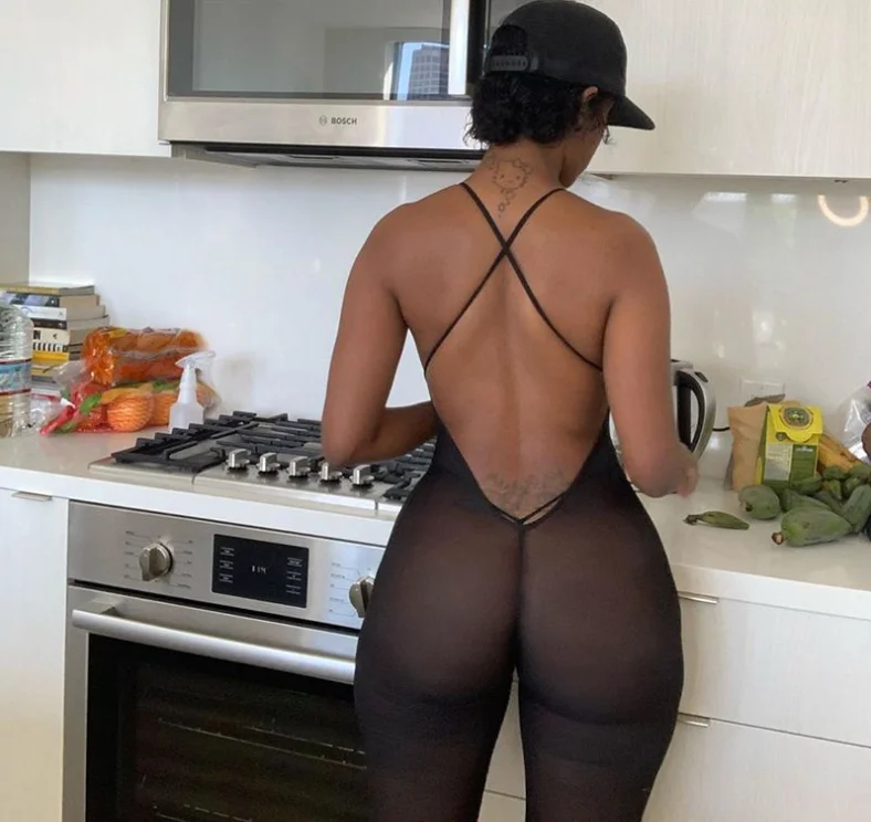 

2021 summer sexy mesh strap halter backless one piece jumpsuit