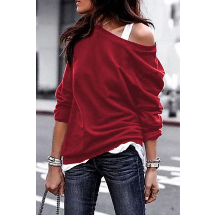 

Autumn /Fall Outwear Woman Off The Shoulder tops & t shirt Oversized Slouchy Sweatshirt, As picture