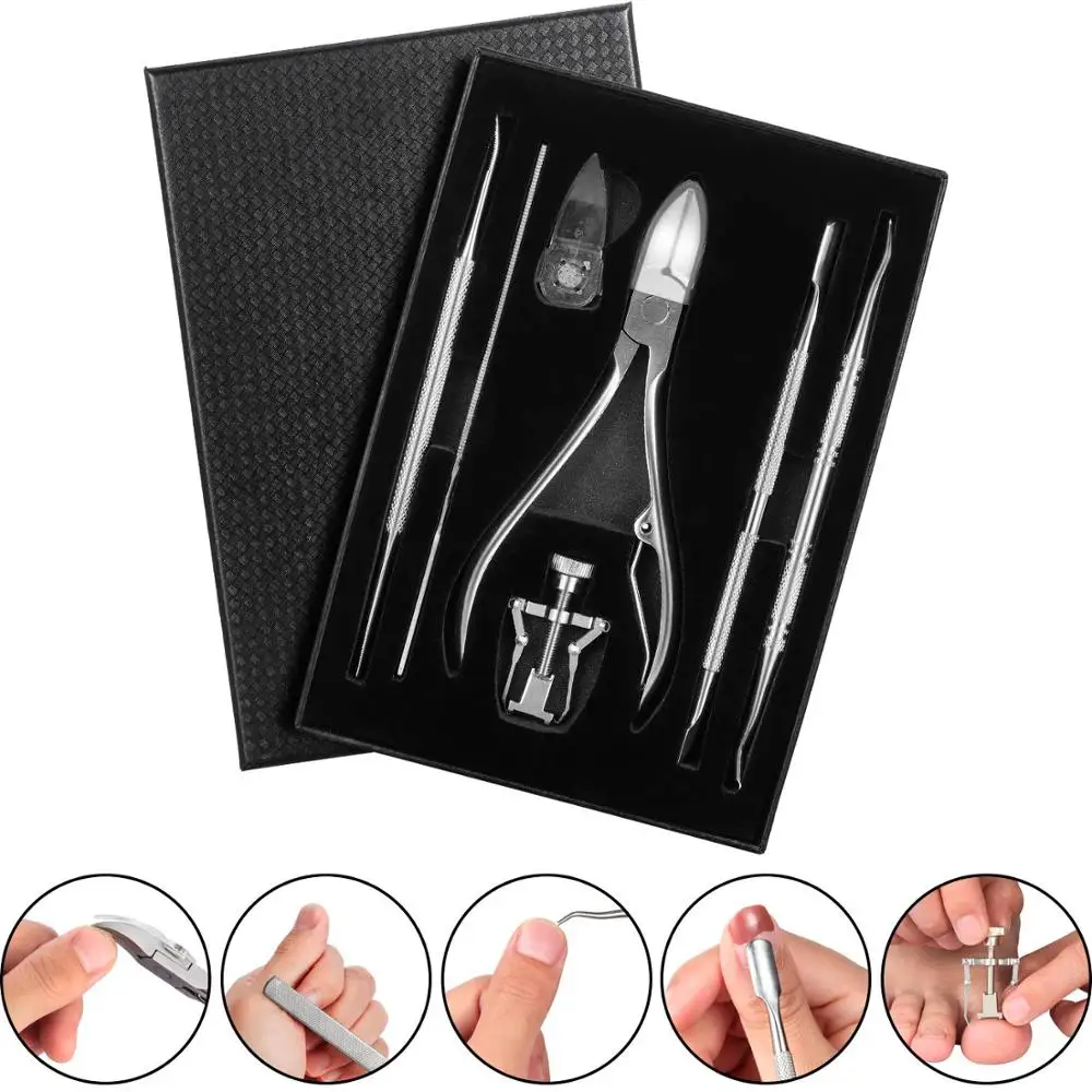 

7 Pcs Ingrown Toenail Kit Stainless Steel Pedicure Correction Tools Ingrown Toenail Remover Toe Nail File Lifter Tools Kit