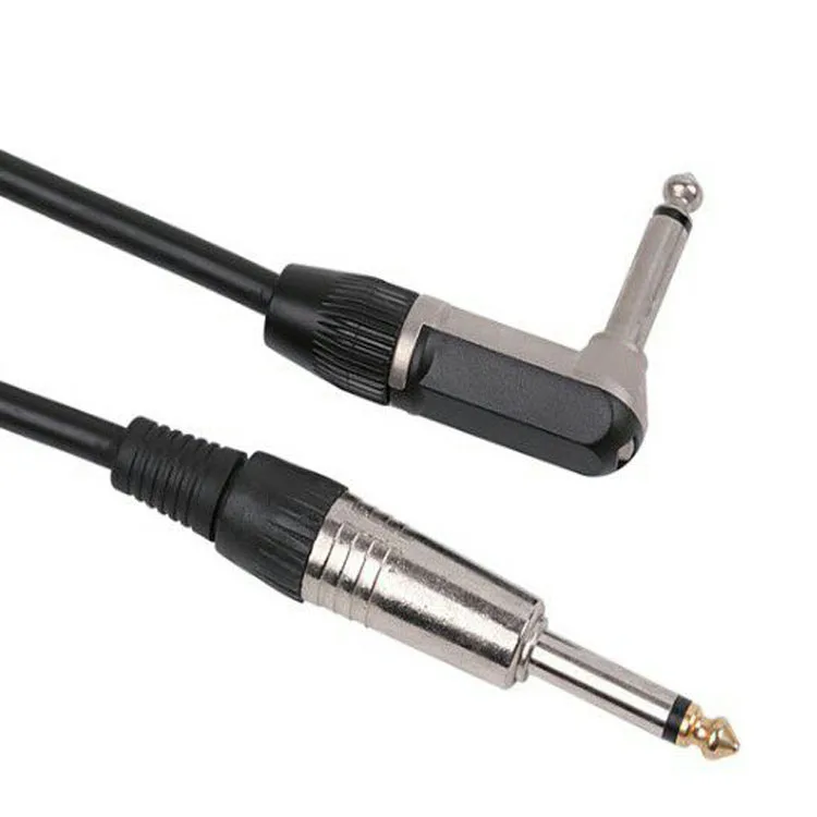 1m Right Angle To Straight 6.35mm 1/4 Inch Electric Instrument Guitar