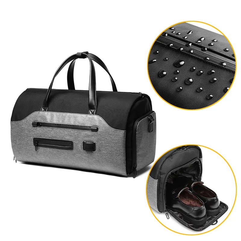 

OZUKO In Stock Shoulder Back Pack Leisure Bag Sport Customize Waterproof Duffle Backpack Gym Luggage Travelling Bag, Grey,black