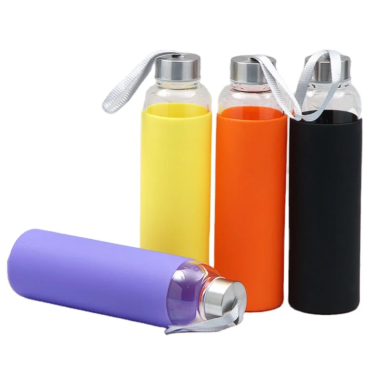 

popular clear high borosilicate glass water bottle with custom logo