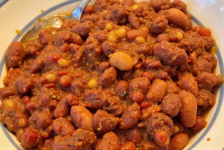 Bowl of chili with various toppings arranged on table