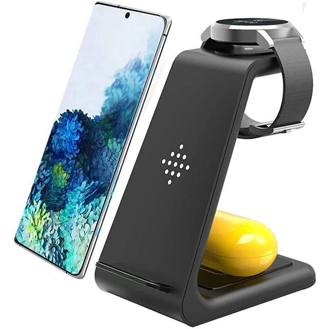 

Fast Charge 3-in-1 wireless charger QI T3 Charging Dock Station For Smartphone Watch Earphone