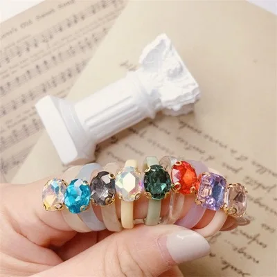 

2021 New Trendy Transparent Colorful Crystal Resin Rings Irregular Geometry CZ Resin Acrylic Rings for Women Party