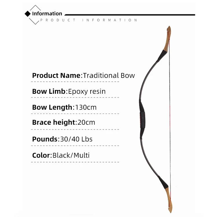 Great Durability 130cm Bow Length Bow Recurve Archery Hunting ...