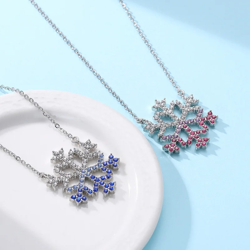 

Clavicle Chain Pendant Necklace Christmas Gift Snowflake for Women Fashion Jewelry Temperament Zircon Snowflake Necklaces Silver