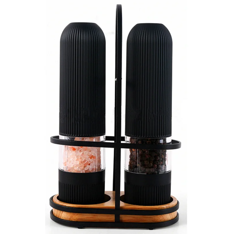 

One Handed Operation Electric Salt and Pepper Mill Grinder Set, Automatic Adjustable Coarseness, Battery Powered with LED Light