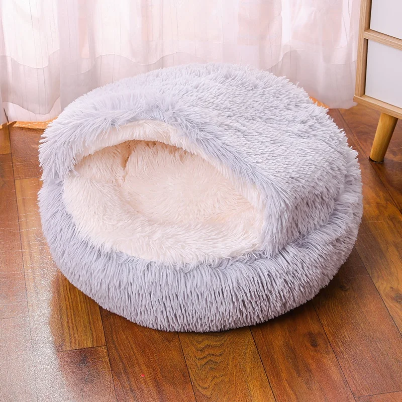 

Factory Wholesale Non-slip Bottom Round Soft Donut Dog Pet Bed Cave Cat Bed