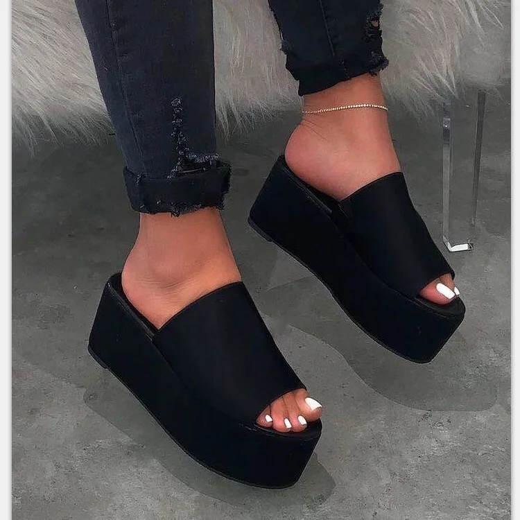 

Fashion Leopard High Heel Platform Slippers Women's Sandals Zapatillas de mujer, Customized color