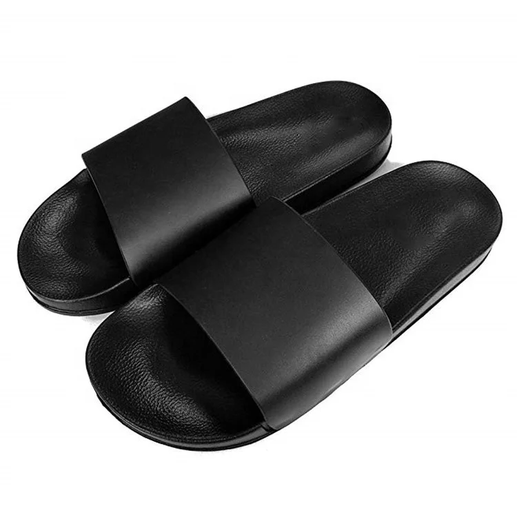

Low MOQ Wholesale Unisex Black White Mens Slippers Women Slides, Black or white