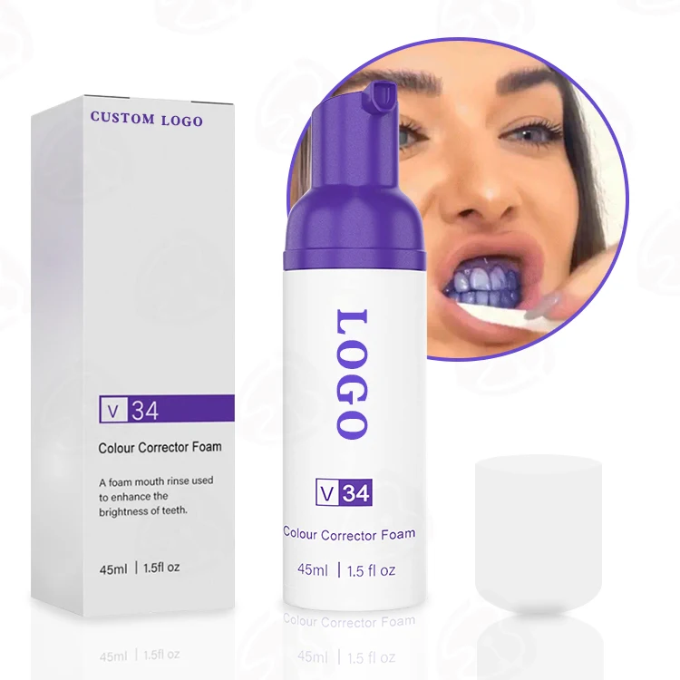 

Oral Hygiene Tooth Brighten Purple Toothpaste Teeth Whitening Mousse Color V34 Colour Corrector Foam