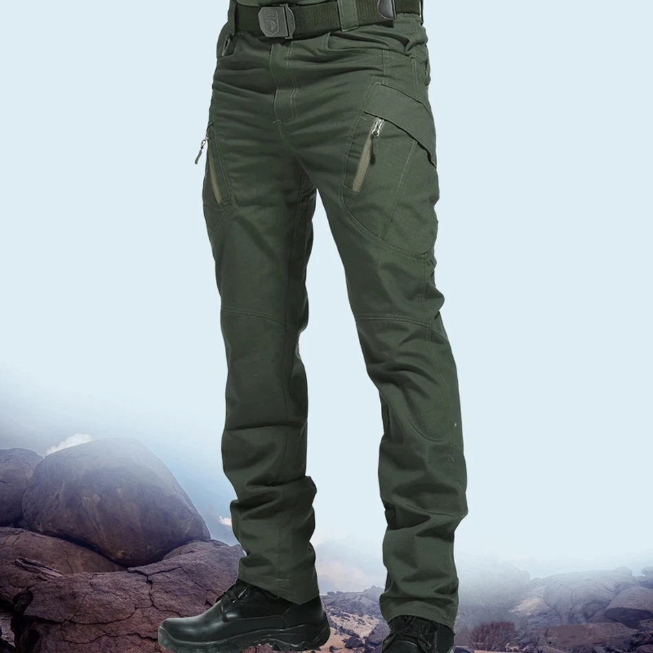 

New Mens Tactical Pants Multiple Pocket Elasticity Military Urban Commuter Tacitcal Trousers Men Slim Fat Cargo Pant 5XL J0431-1, Customized color