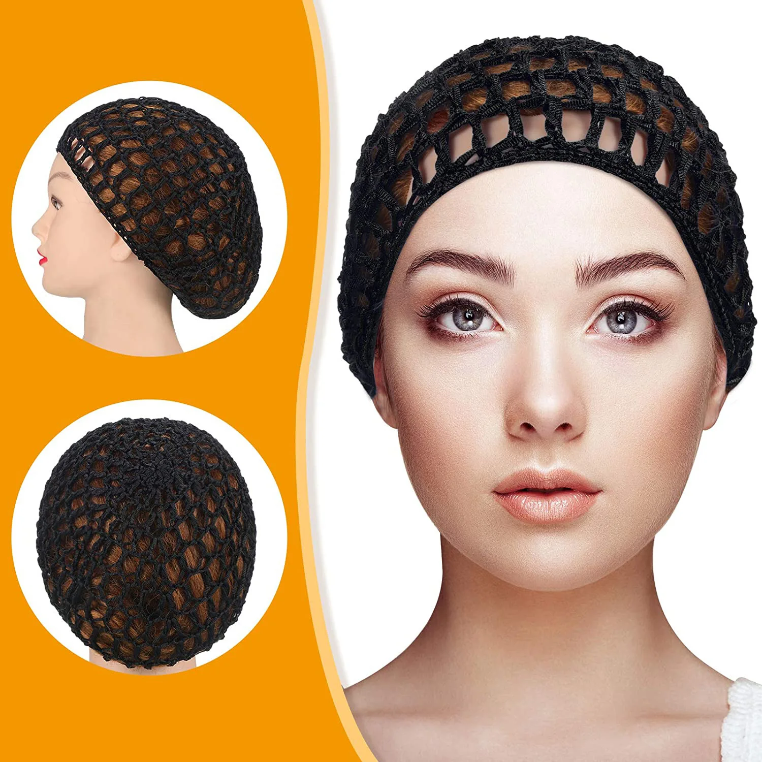 

Women's Mesh Hair Net Crochet Cap Snood Sleeping Night Cover Turban Hat Popular Casual Beanie Chemo Hats black hair net
