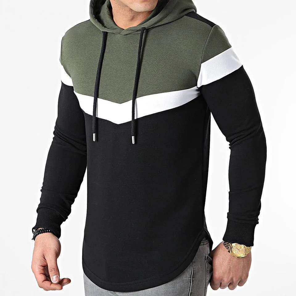 

Men's Patchwork Hooded Sweatshirt Hoodies Clothing Casual Streetwear Male Fashion Autumn Winter Outwear