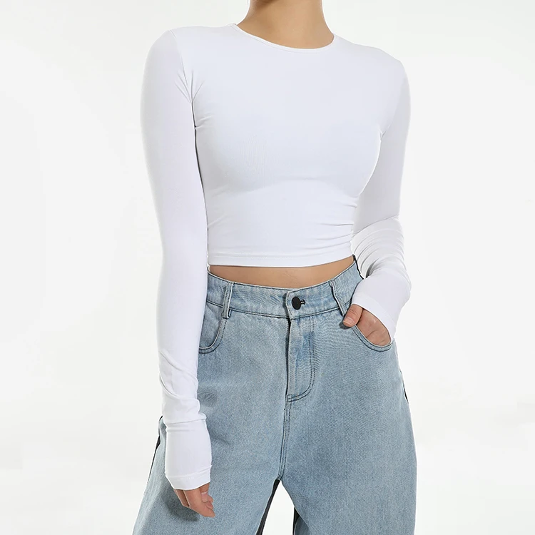 
tights woman Soft Touch White Women Long Sleeve Breathable O-Neck T-shirt For Ladies 