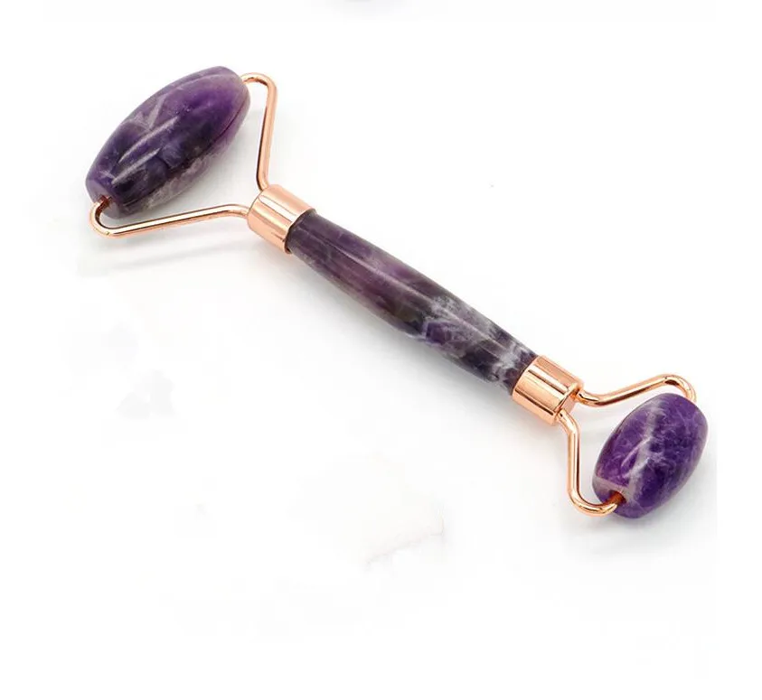 
KCONYD Factory Wholesale Natural Jade Face Roller-Amethyst-Fat hand-Zinc alloy stents 
