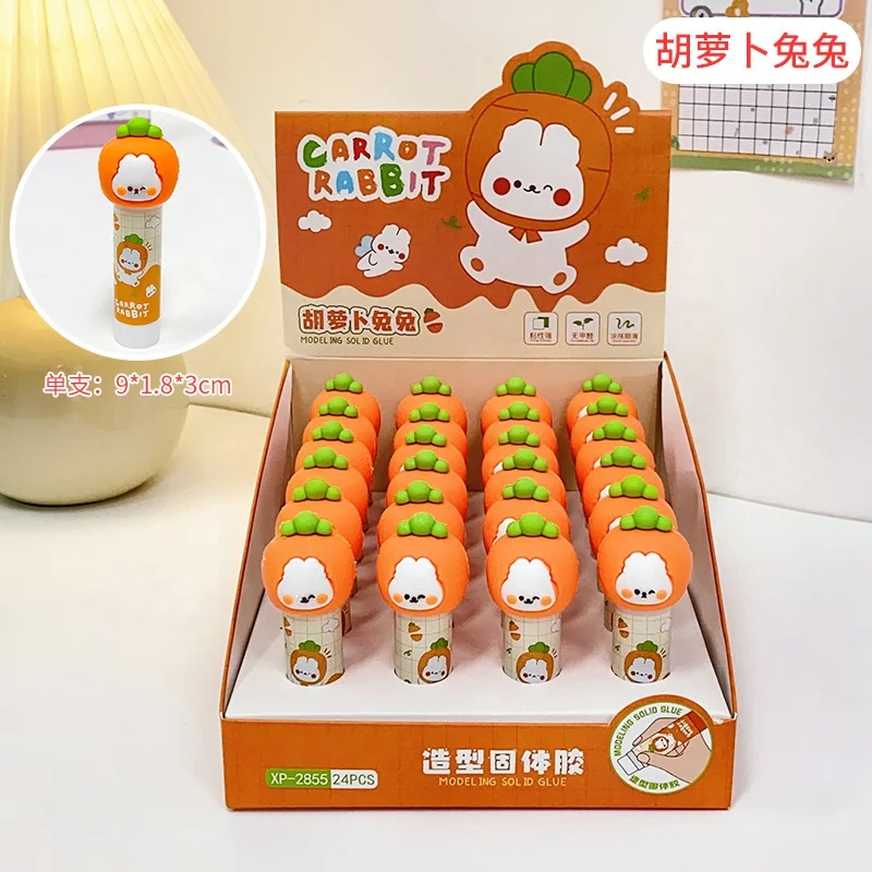 

Wholesale stationery cartoon kawaii carrot bunny shape kids glue sticks school