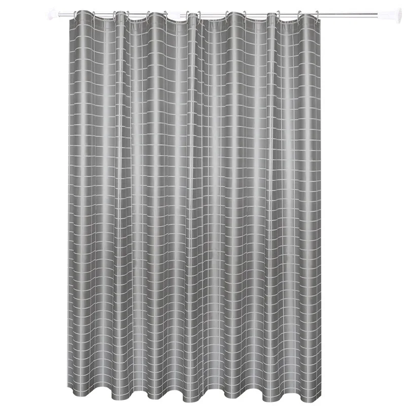 

DB Environmental Gray Plaid PEVA 3D Printing Waterproof Shower Curtain Set Bathroom Custom Design