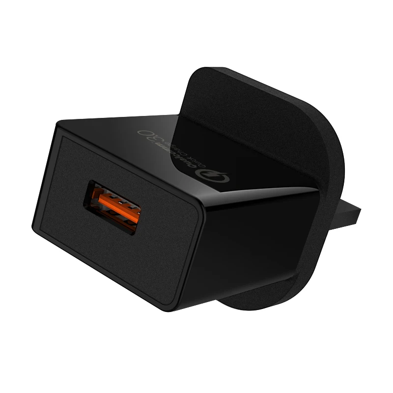 
Wholesale phone charger head qc3.0 fast charging head black/white usb phone charger head for UK 