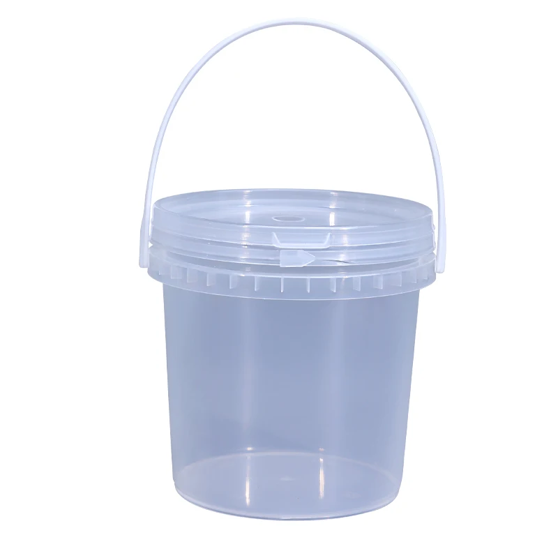 

1L Transparent Plastic Bucket Food Grade PP Material Container With Handle And Lid