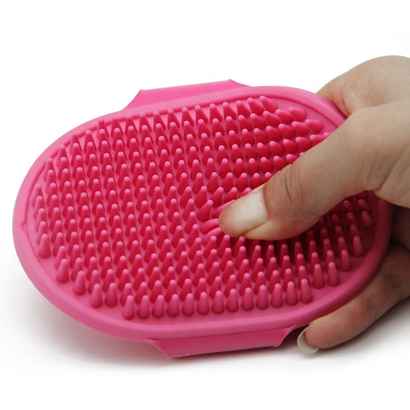 

Cleaning Pets Grooming Rubber Brush Pet Hair Cat Dog Massage Brush Pet Bath Brush Shampoo, As photo