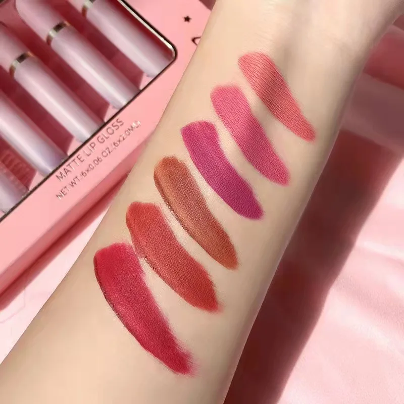 

Wholesale no logo waterproof 6 colors high quality vegan lip gloss set