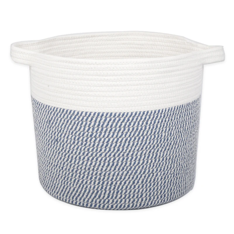 

Cotton thread large storage basket woven cotton rope basket with handles baby dirty clothes storage laundry basket, Customized color